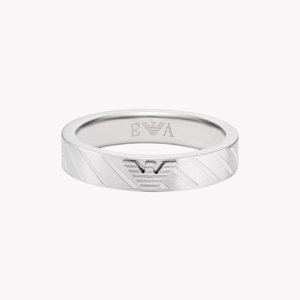 Emporio Armani Men's Silver Ring, Eagle Logo Detail | EGS2924040515