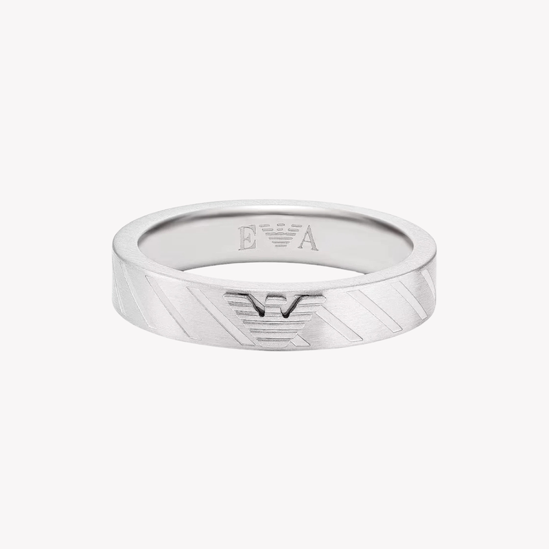 Emporio Armani Men's Silver Ring, Eagle Logo Detail | EGS2924040515