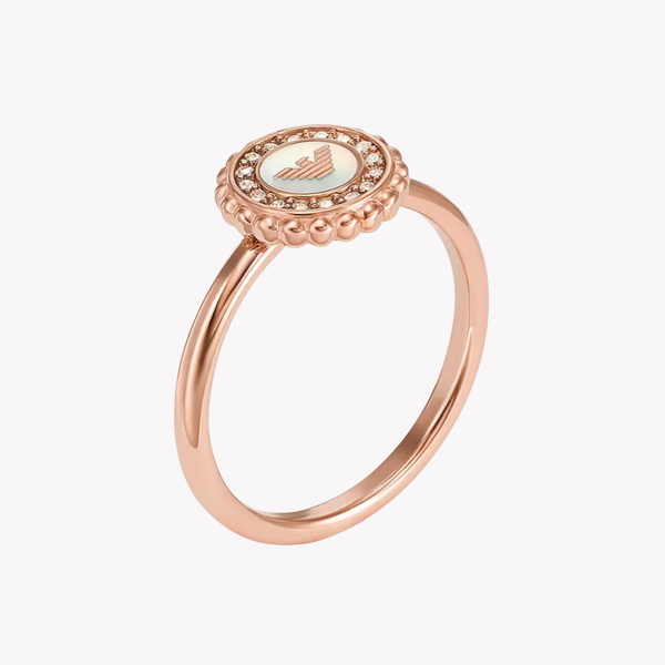Emporio Armani Women's Rose Gold-Tone Ring, Mother of Pearl Detail | EGS3020221503