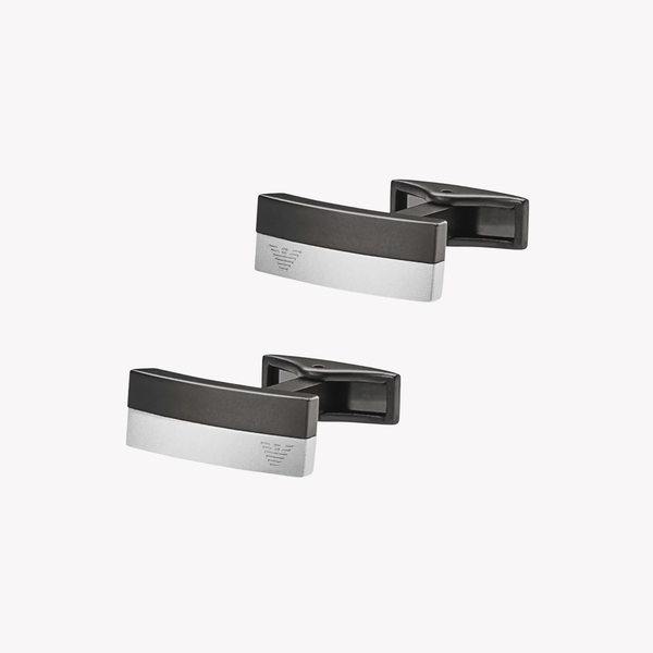 Emporio Armani Men's Silver & Black Stainless Steel Cufflinks, Eagle Logo Detail | EGS2126040