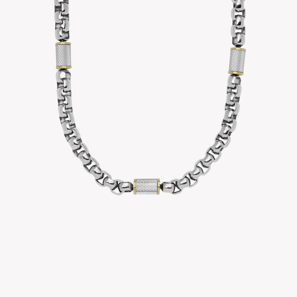 Fossil Men's Silver & Gold Necklace, Two-Tone Chain | JF04145998