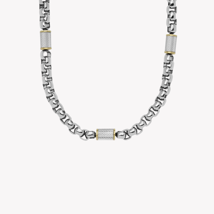 Fossil Men's Silver & Gold Necklace, Two-Tone Chain | JF04145998