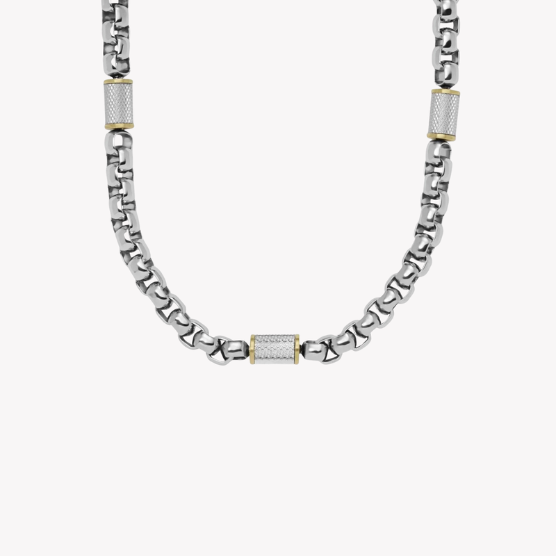 Fossil Men's Silver & Gold Necklace, Two-Tone Chain | JF04145998