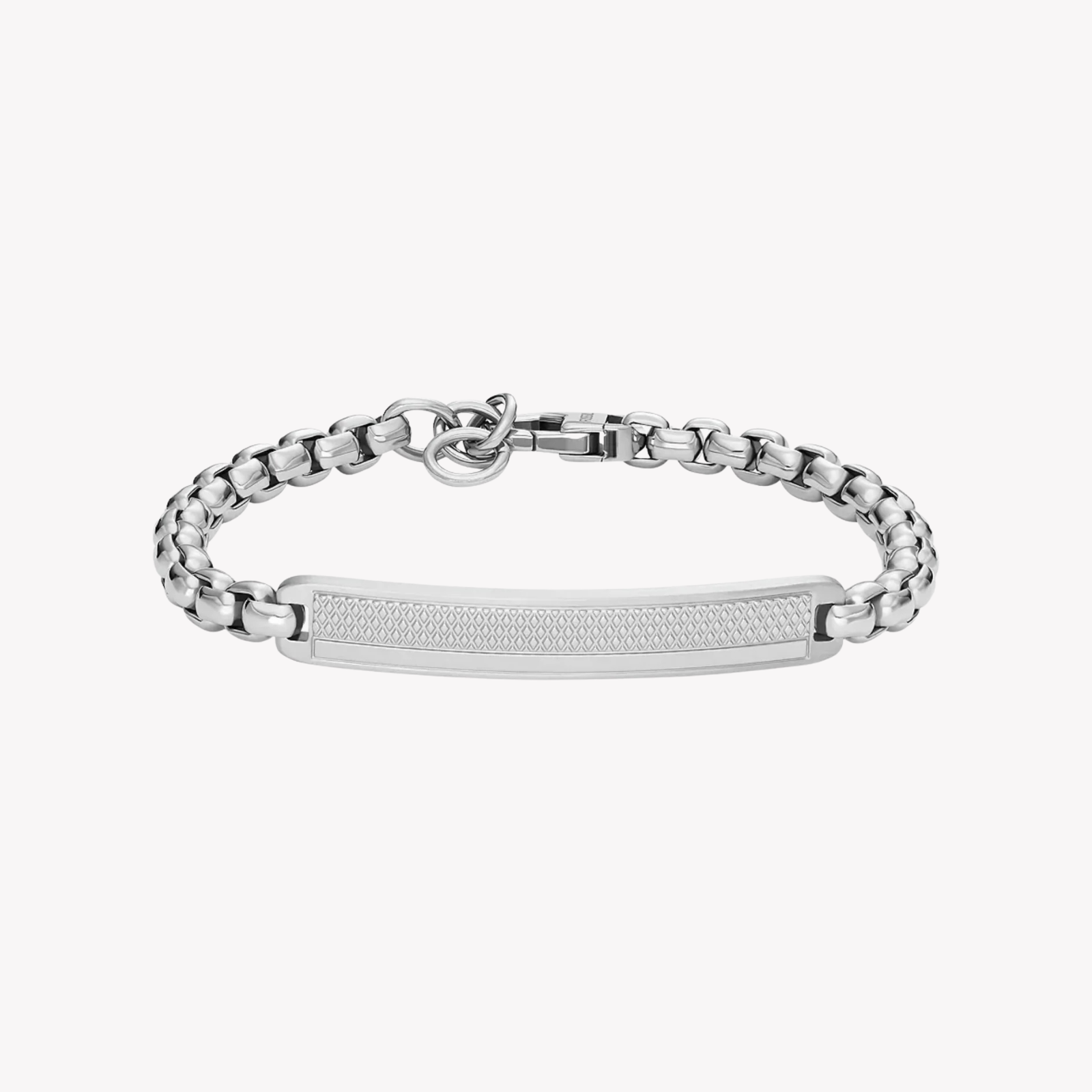 Fossil Men's Silver Bracelet, Machine Knurled Texture ID Tag | JF04767040