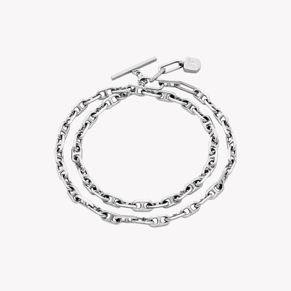 Fossil Women's Silver Bracelet, Double-Wrap Chain | JA7245040