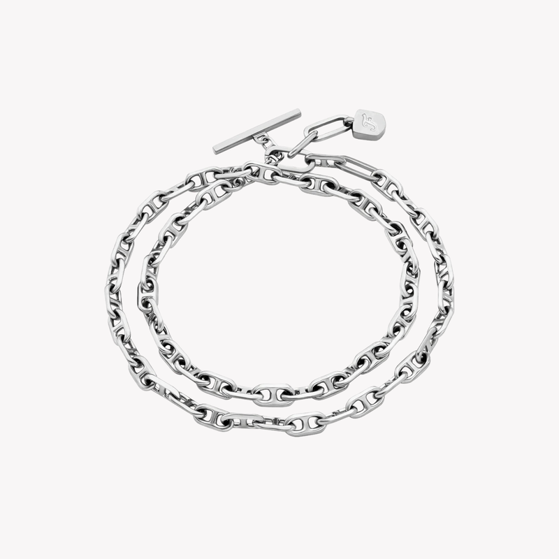 Fossil Women's Silver Bracelet, Double-Wrap Chain | JA7245040