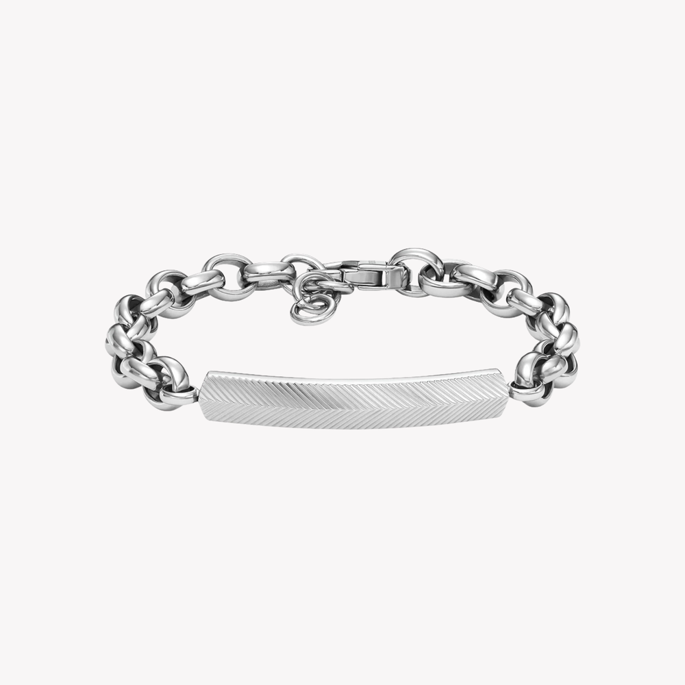 Fossil Men's Silver Bracelet, Linear Texture | JF04569040