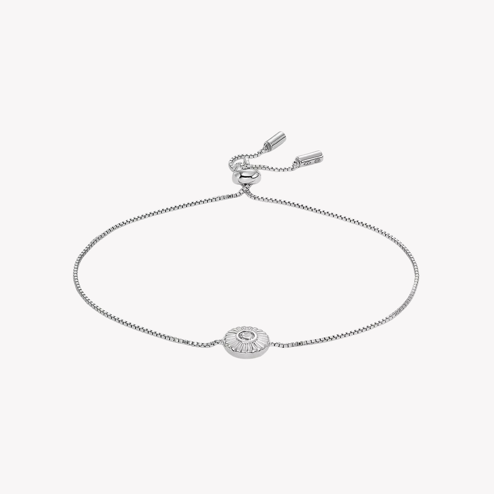 Fossil Women's Silver Bracelet, Texture Circle Slider | JFS00616040