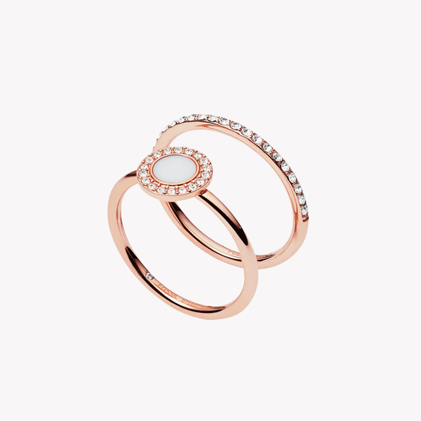 Fossil Women's Rose Gold Ring, Mother-of-Pearl & Crystals | JF02666791504