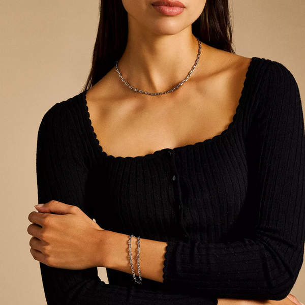 Fossil Women's Silver Bracelet, Double-Wrap Chain | JA7245040