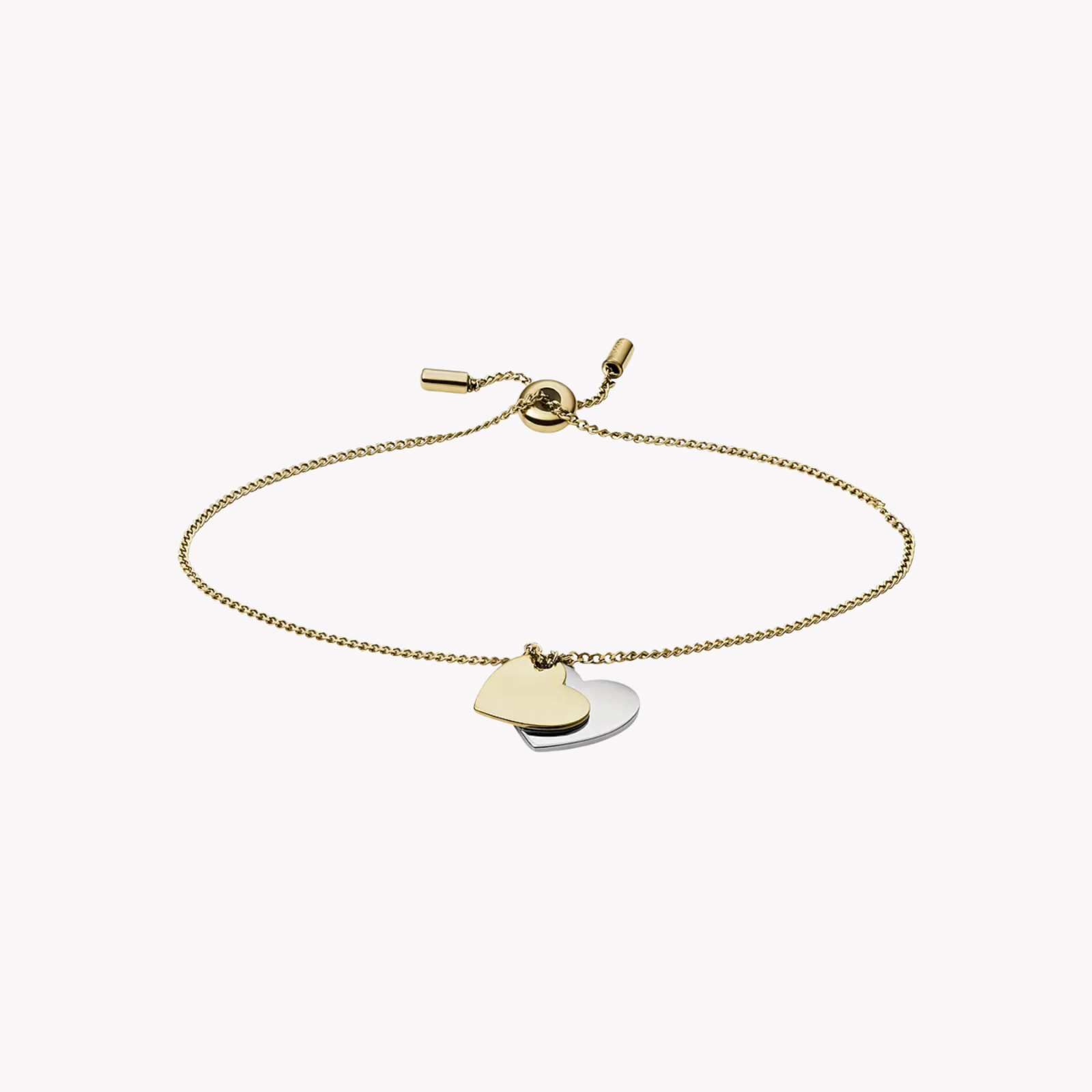 Fossil Women's Silver & Gold Bracelet, Heart Chain Details | JF03948998