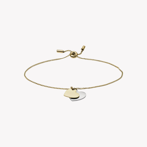 Fossil Women's Silver & Gold Bracelet, Heart Chain Details | JF03948998