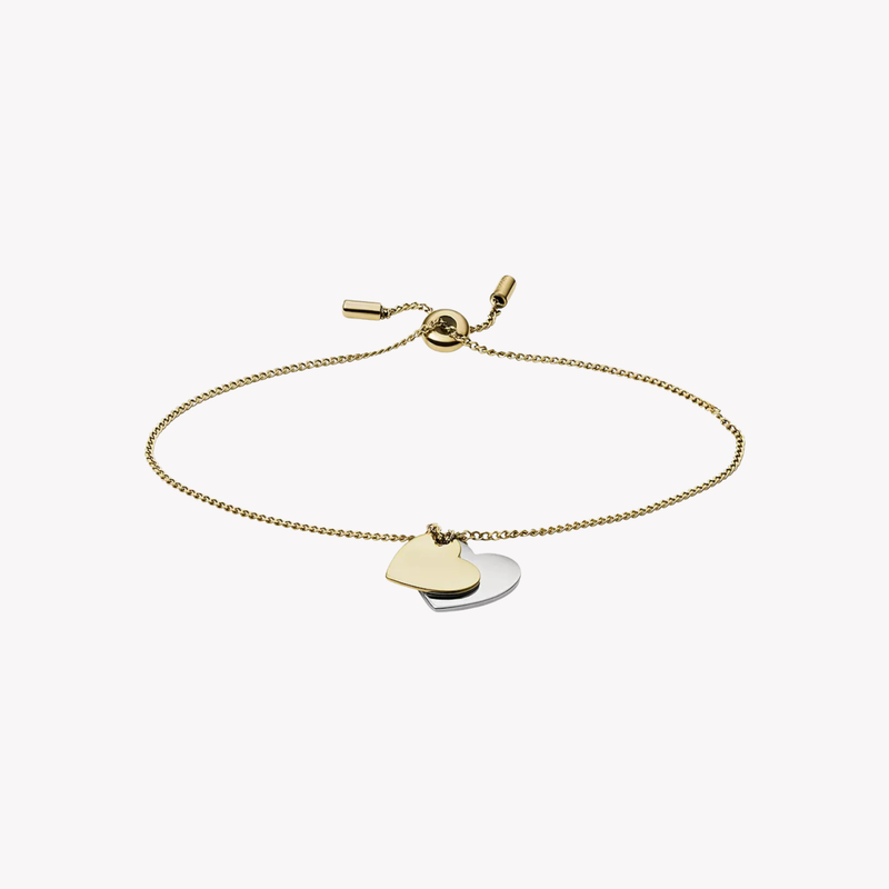 Fossil Women's Silver & Gold Bracelet, Heart Chain Details | JF03948998