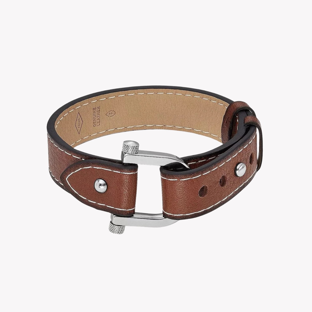 Fossil Men's Medium Brown Bracelet, Stainless Steel Collar Pin | JF04397040