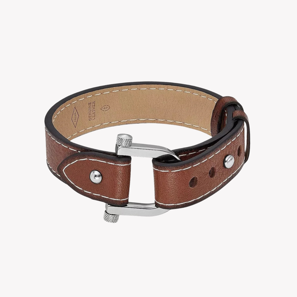 Fossil Men's Medium Brown Bracelet, Stainless Steel Collar Pin | JF04397040