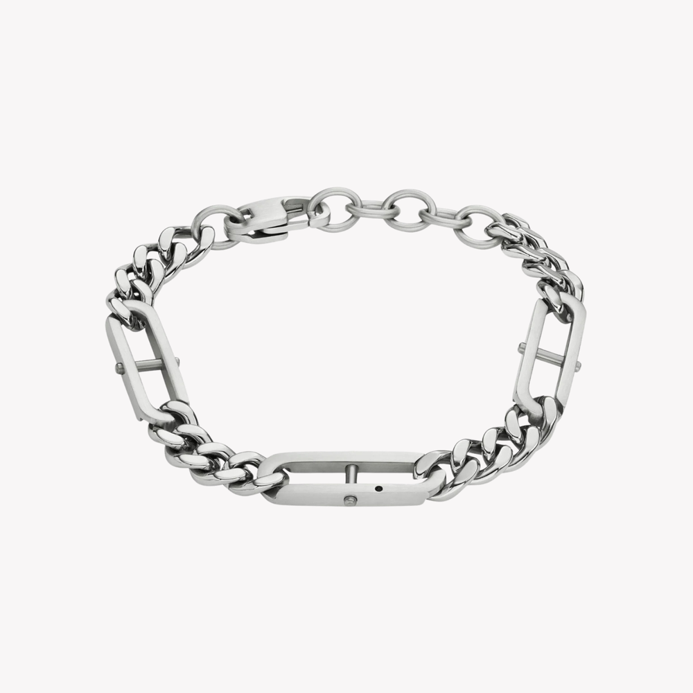 Fossil Men's Silver-Tone Chain Bracelet, Heritage D-Link | JF04342040