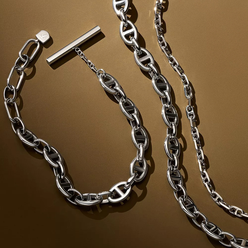 Fossil Women's Silver Bracelet, Double-Wrap Chain | JA7245040