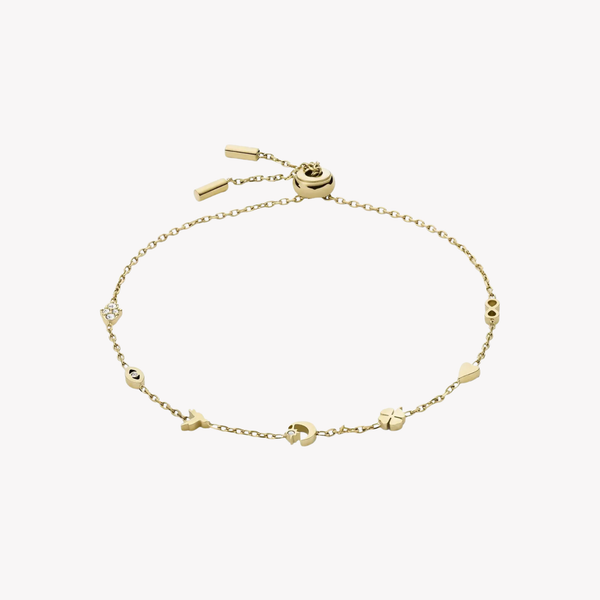 Fossil Women's Gold-Tone Bracelet, Cubic Zirconia Accents | JF04119710