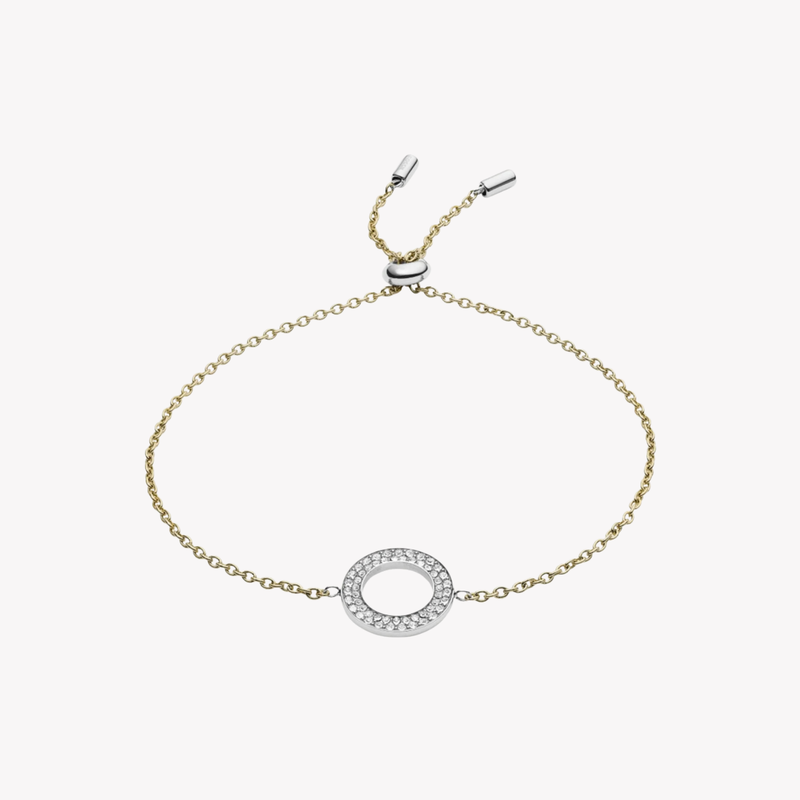 Fossil Women's Silver & Gold Bracelet, Eternity Circles Charm | JF03282998