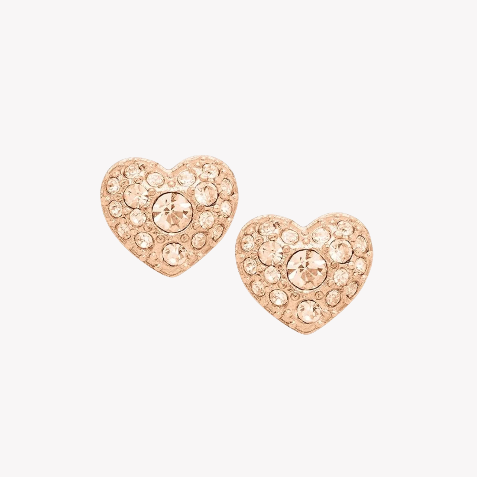 Fossil Women's Rose Gold Earrings, Glitz Heart Studs | JF01151791