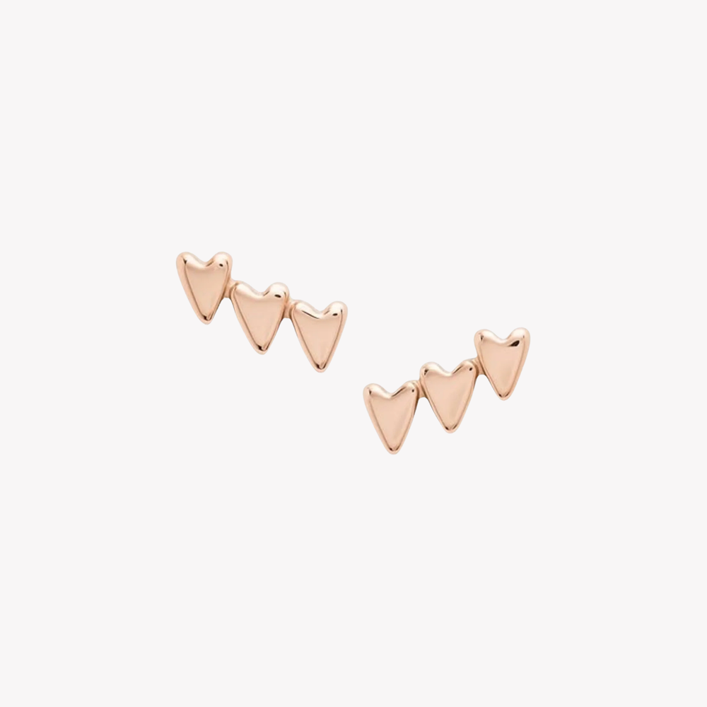 Fossil Women's Rose Gold Earrings, Stacked Heart Details | JF03367791