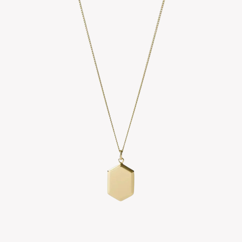 Fossil Women's Gold-Tone Necklace, Hexagonal Pendant | JF03363710