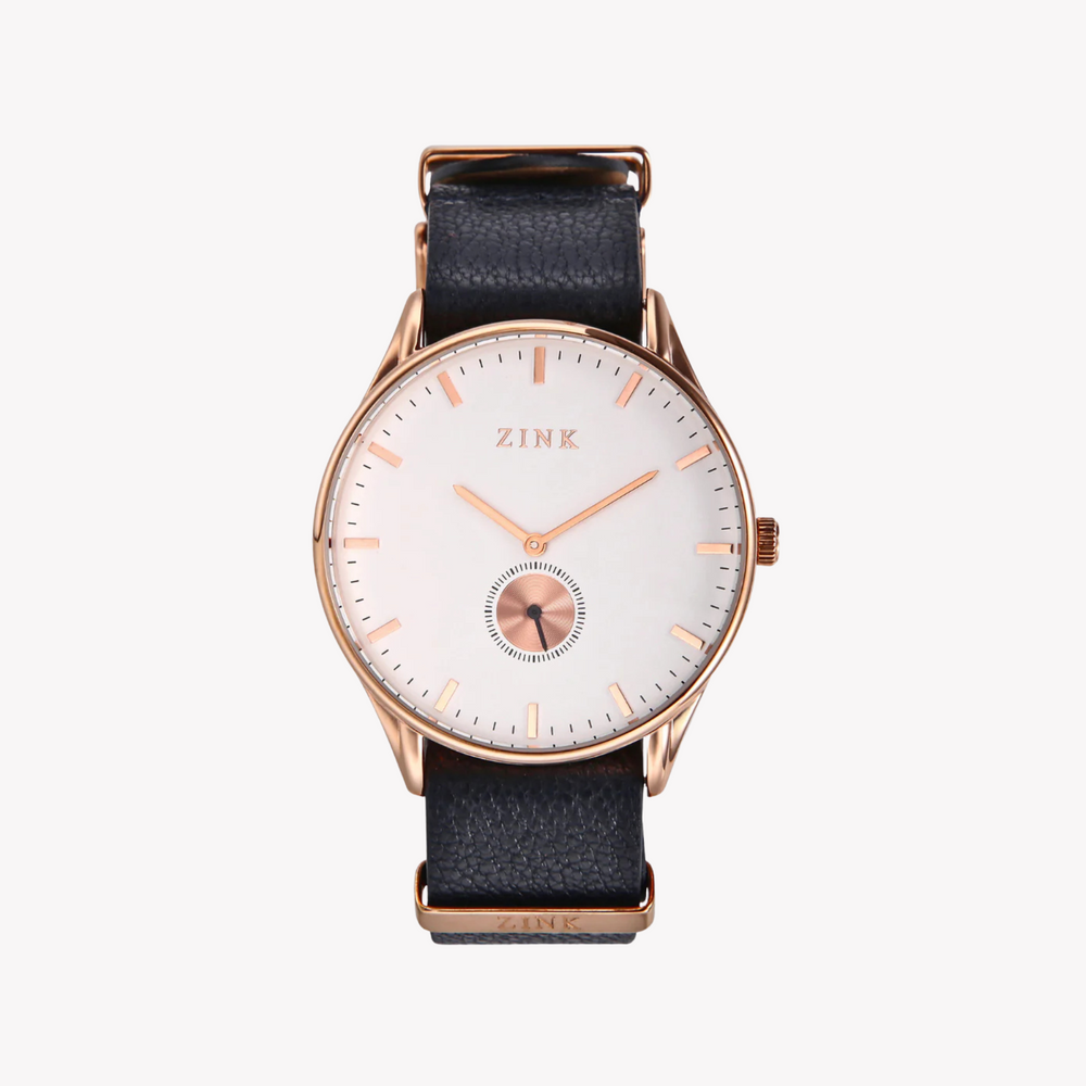Zink Men's Rose Gold Quartz Watch - Stainless Steel & Leather | Zk130g5ls-114 by i-watch