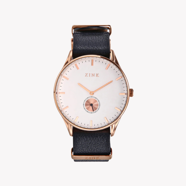 Zink Men's Rose Gold Quartz Watch - Stainless Steel & Leather | Zk130g5ls-114