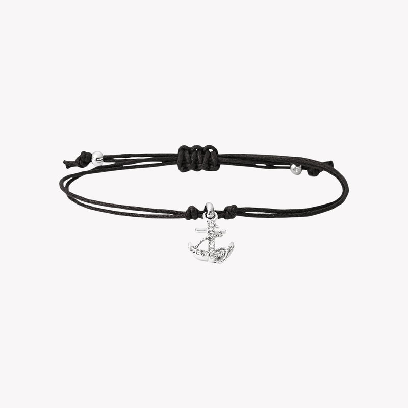Fossil Jewels Women's Brown & Silver Bracelet, Anchor Motif with Crystals | JA6493040