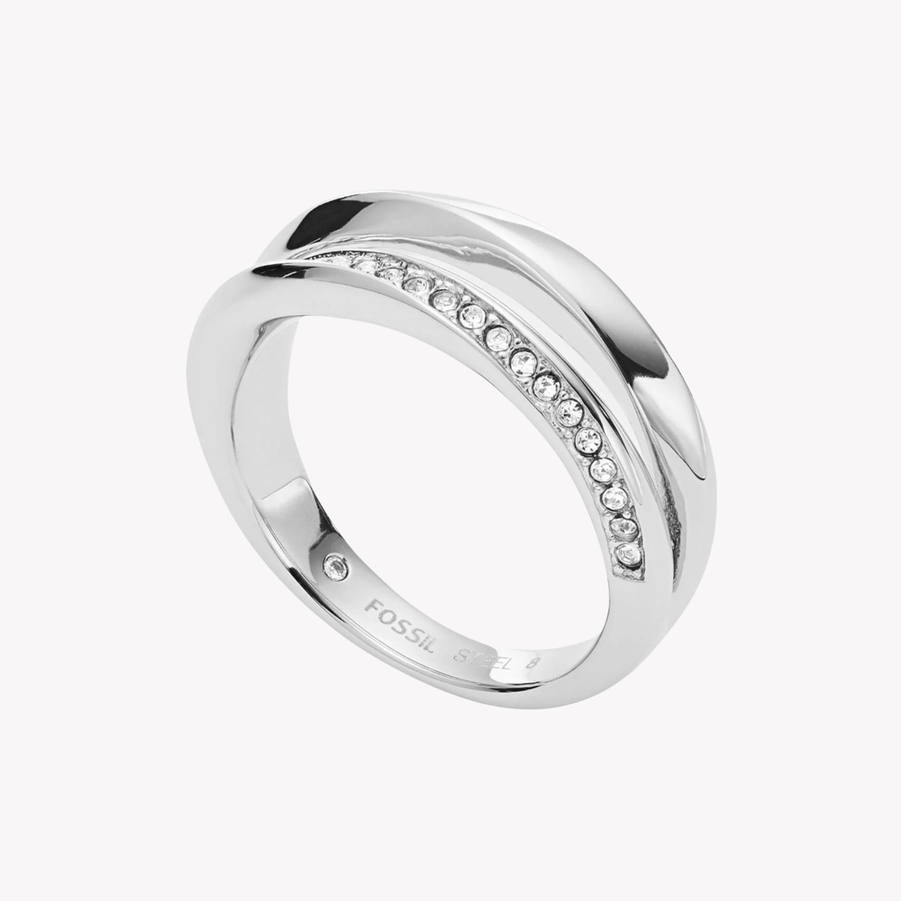Fossil Women's Silver Ring, Cubic Zirconia Details | JF03019040508