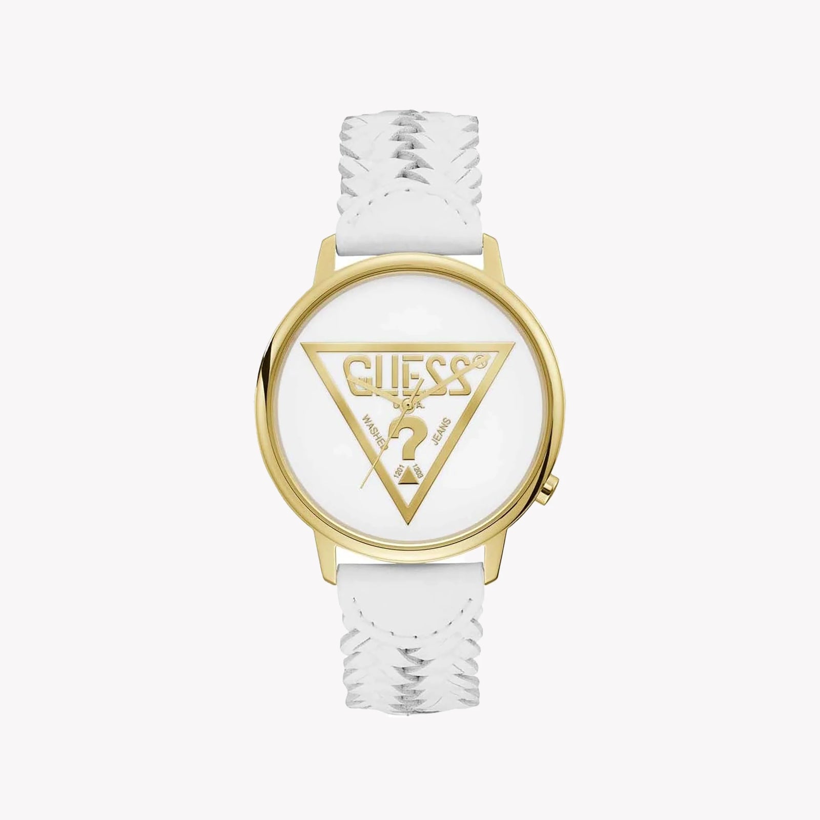 GUESS Women's Gold/White Leather Watch | V1001M4 by i-watch