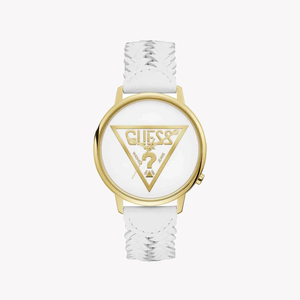 GUESS Women's Gold/White Leather Watch | V1001M4 by i-watch