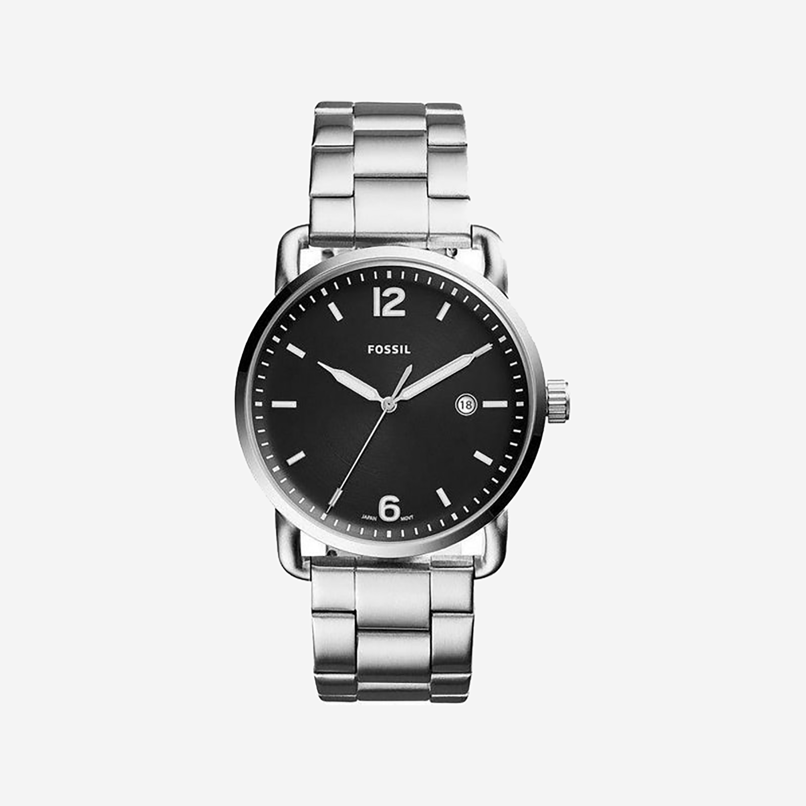 Fossil Men's Silver Stainless Steel Watch, Black Dial | Fs5391 by i-watch