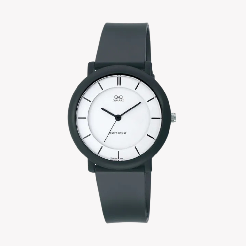 Q&Q Men's Black Men's Watch, White Dial | VQ02J001J