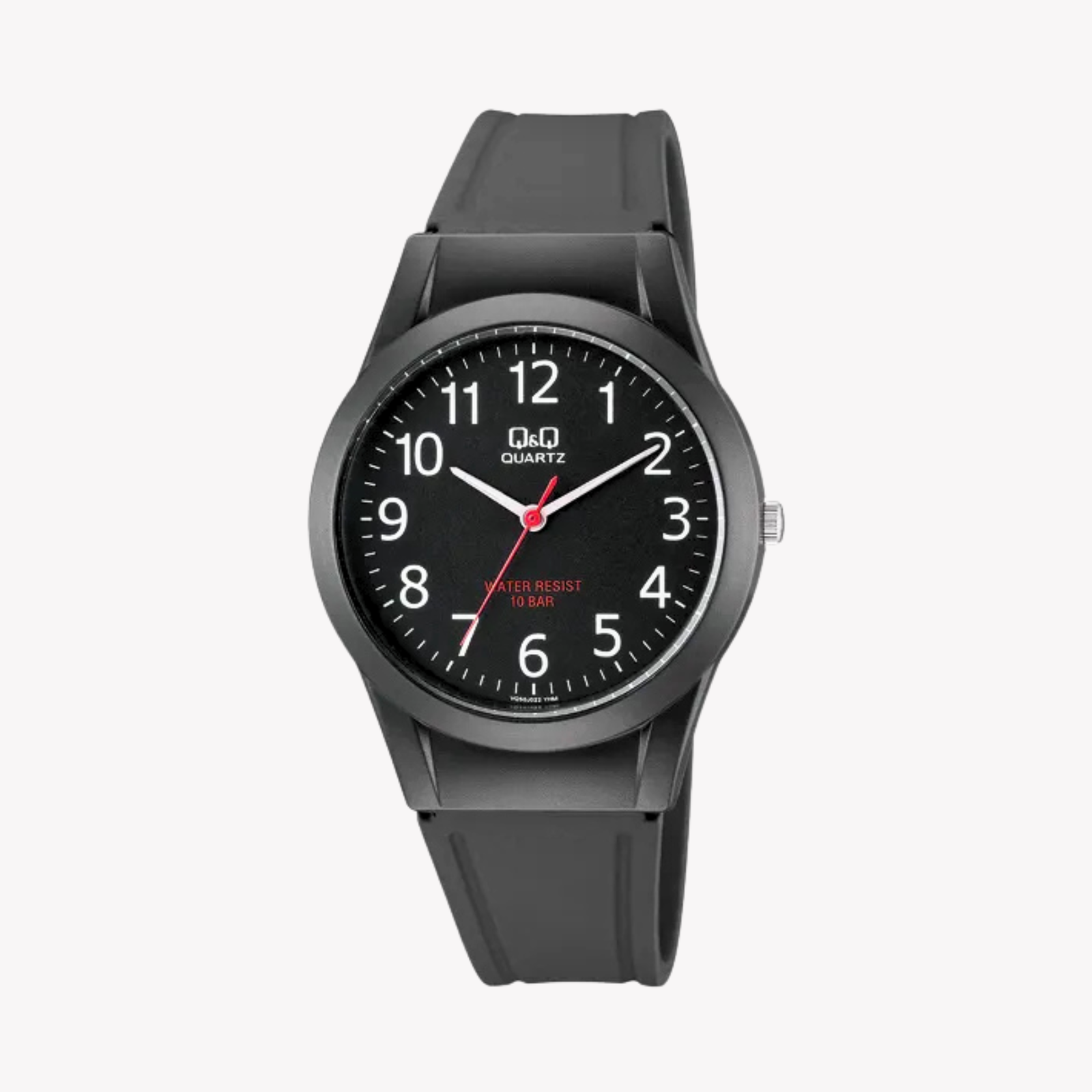 Q&Q Unisex Black Watch, White Dial | VQ50J024Y