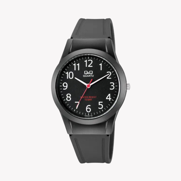 Q&Q Unisex Black Watch, White Dial | VQ50J024Y