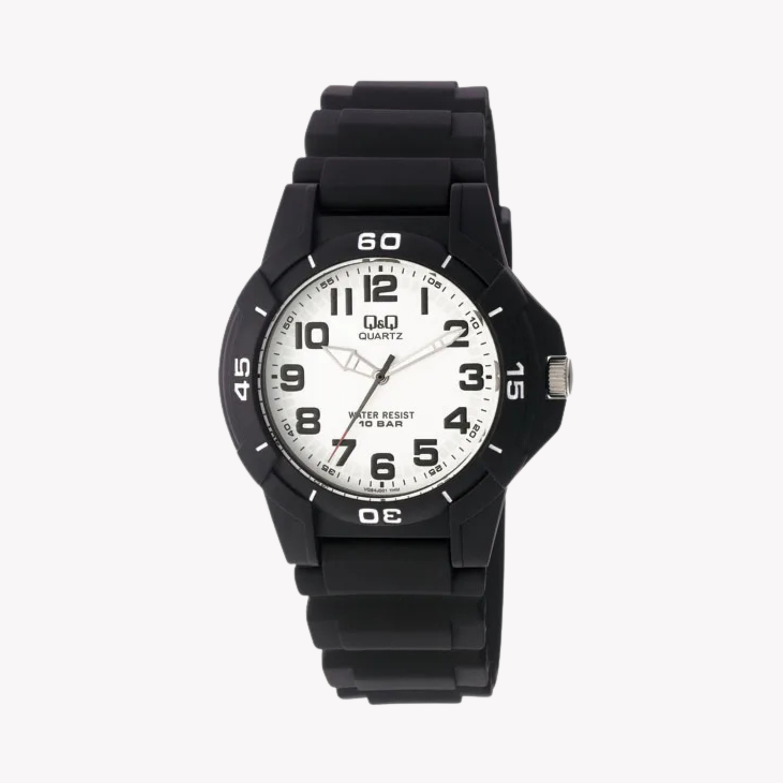 Q&Q Men's Black Men's Watch, White Dial | VQ84J001Y