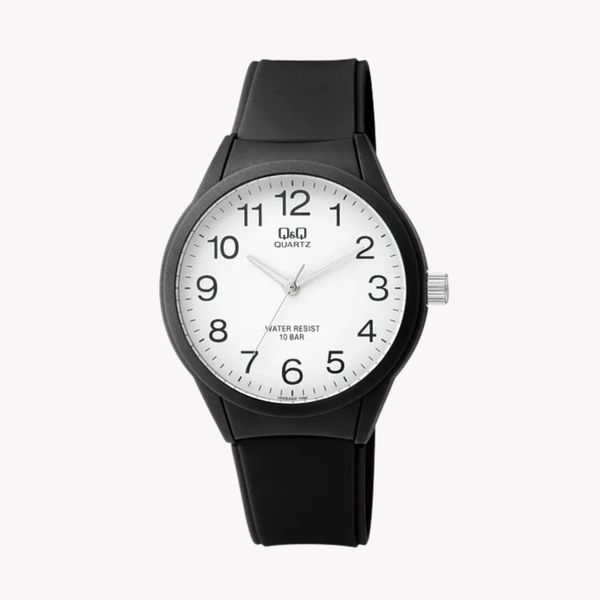 Q&Q Men's Black Watch, White Dial | VR28J002Y