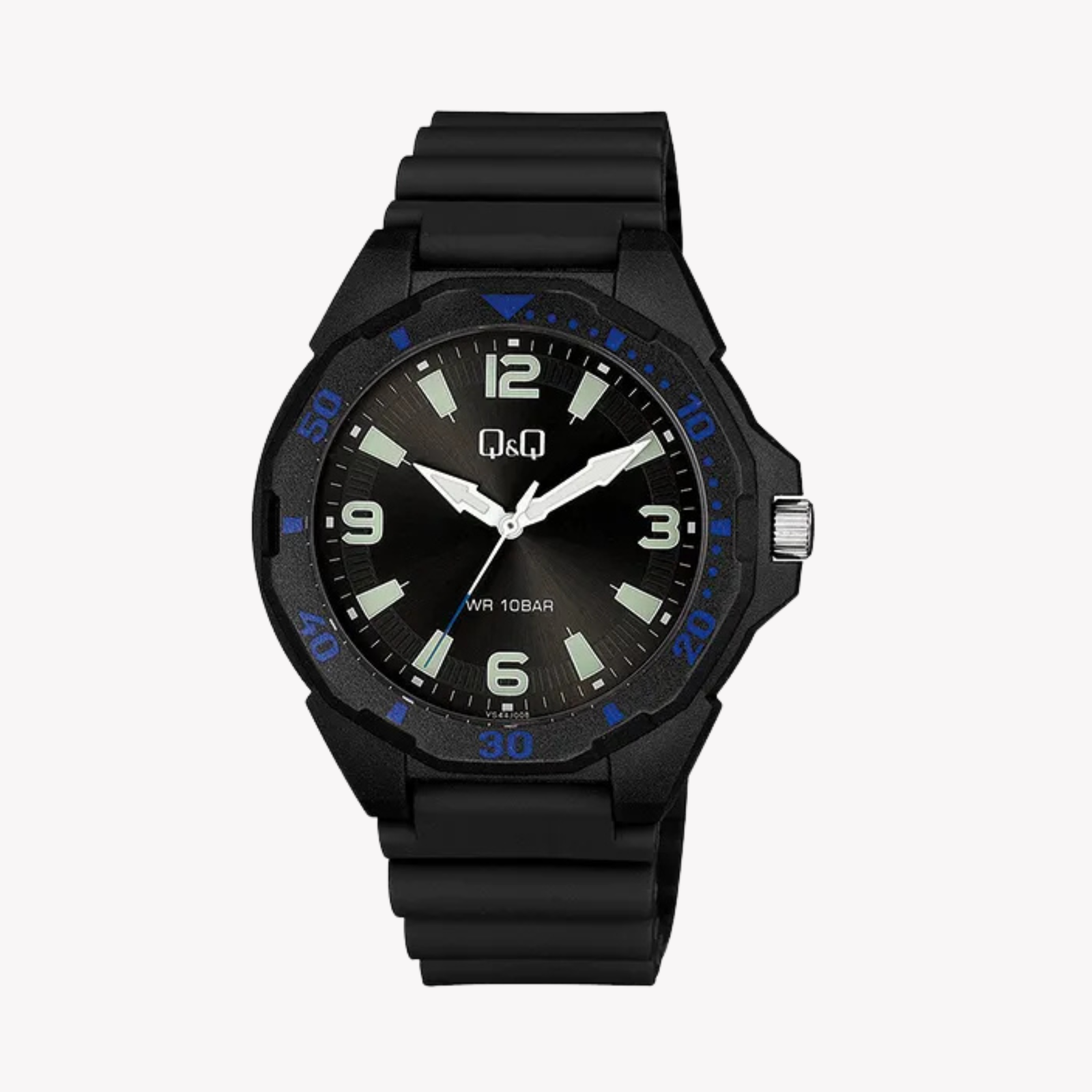 Q&Q Men's Black Men's Watch, Black Dial | VS44J008Y