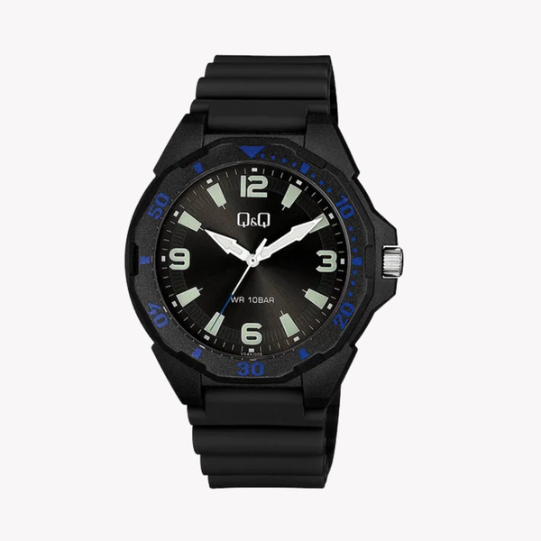Q&Q Men's Black Men's Watch, Black Dial | VS44J008Y