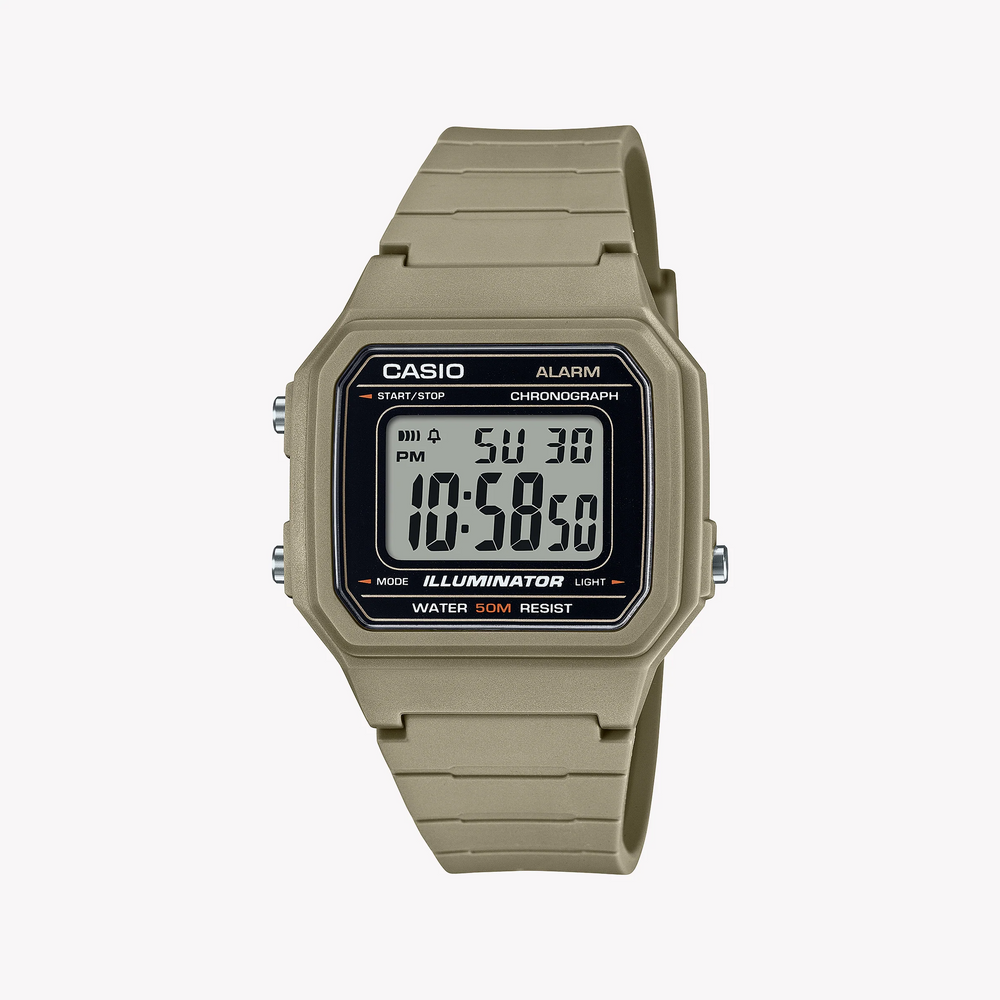 Casio Unisex Beige Resin Watch, Digital Dial | W-217h-5avdf by i-watch