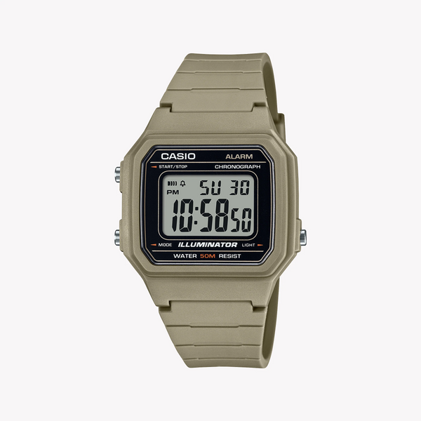 Casio Unisex Beige Resin Watch, Digital Dial | W-217h-5avdf by i-watch