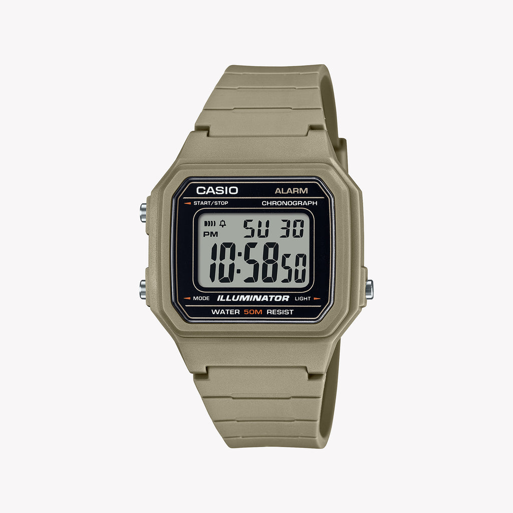 CASIO W-217H-5AVDF ACTIVE STYLE - ساعة رجالية متينة وأنيقة بسوار من الراتنج باللون البيج