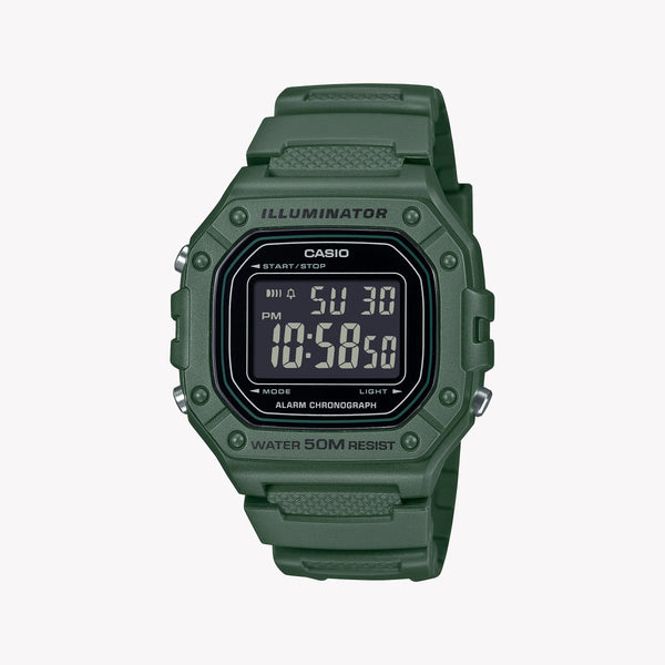 Casio Unisex Green Resin Watch | W-218h-3bvef
