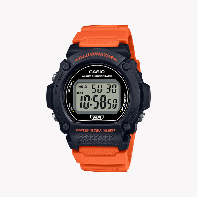 Casio Unisex White/Orange Resin Watch, Sporty Design | W-219h-4avdf by i-watch