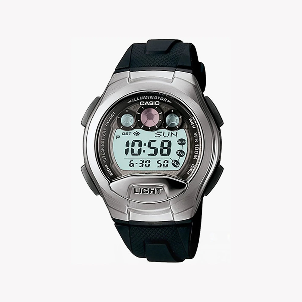 Casio Men's Silver Stainless Steel Watch, Black Resin Band | W-755-1avdf by i-watch