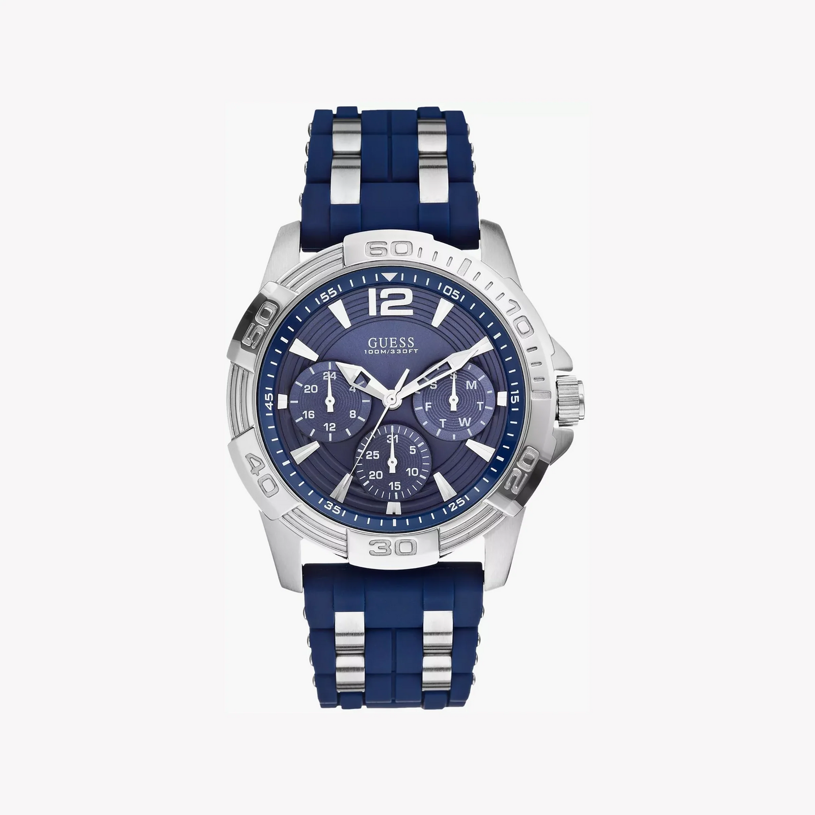 Guess Men's Silver/Dark Blue Watch | W0366g2 by i-watch