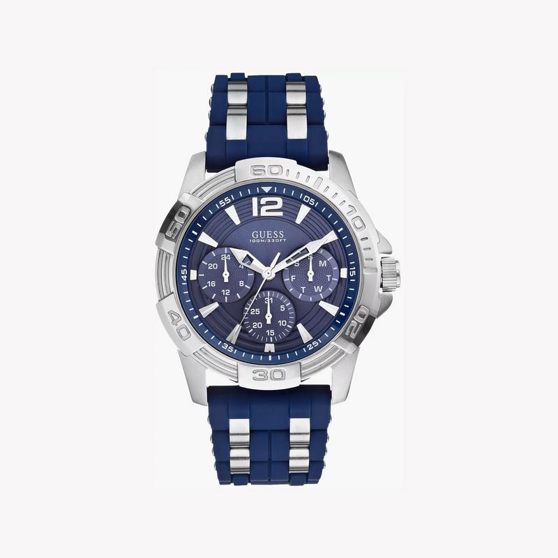 Guess Men's Silver/Dark Blue Watch | W0366g2 by i-watch