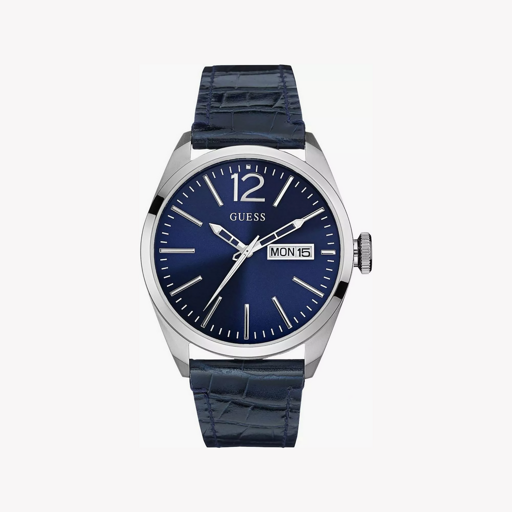 Guess Men's Silver/Blue Watch | W0658g1