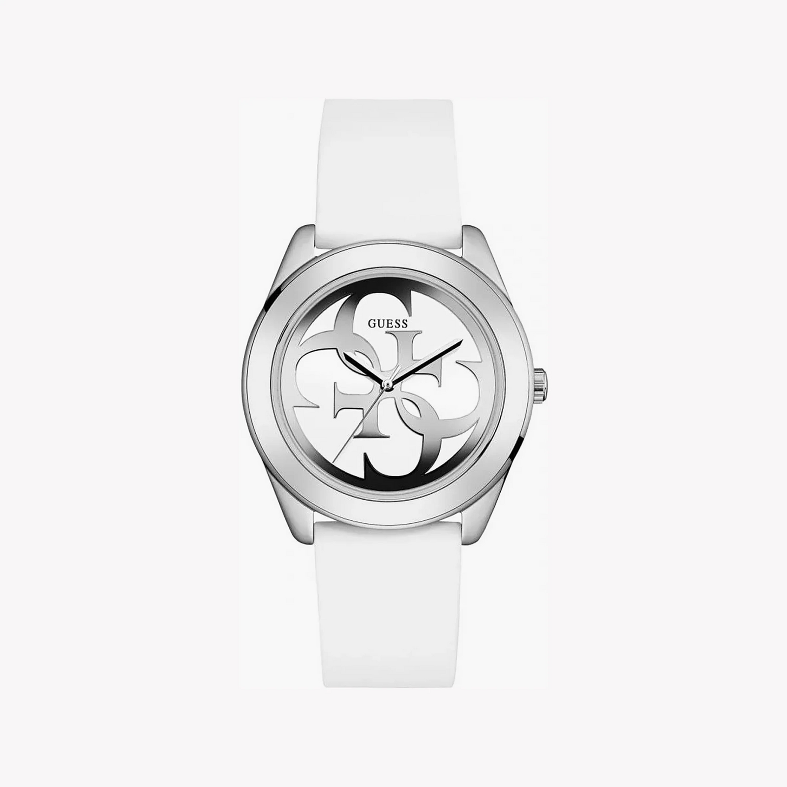 Guess Women's Silver Stainless, White Silicone | W0911l1 by i-watch